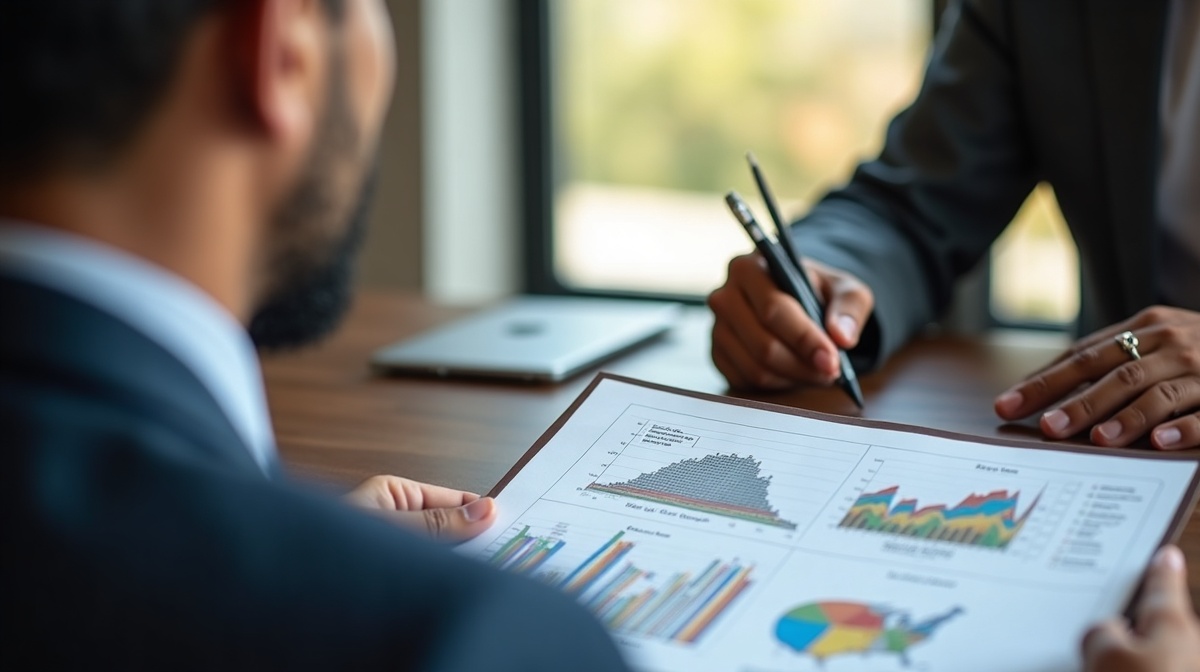 Entrepreneur marocain présentant un projet à un conseiller bancaire