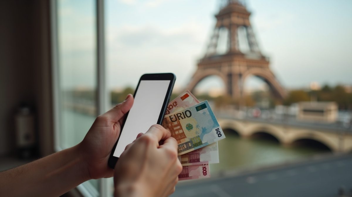 Transfert d'argent de France vers le Maroc sur smartphone avec billets en euros