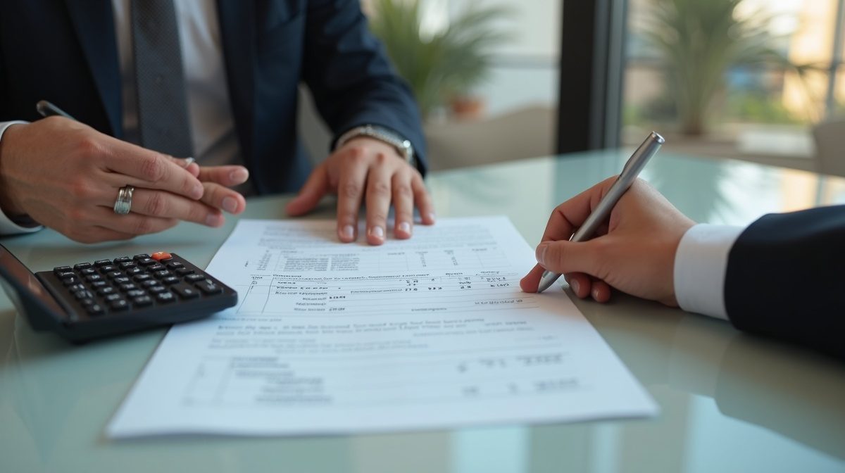Conseiller bancaire marocain présentant les taux d'un crédit à la consommation